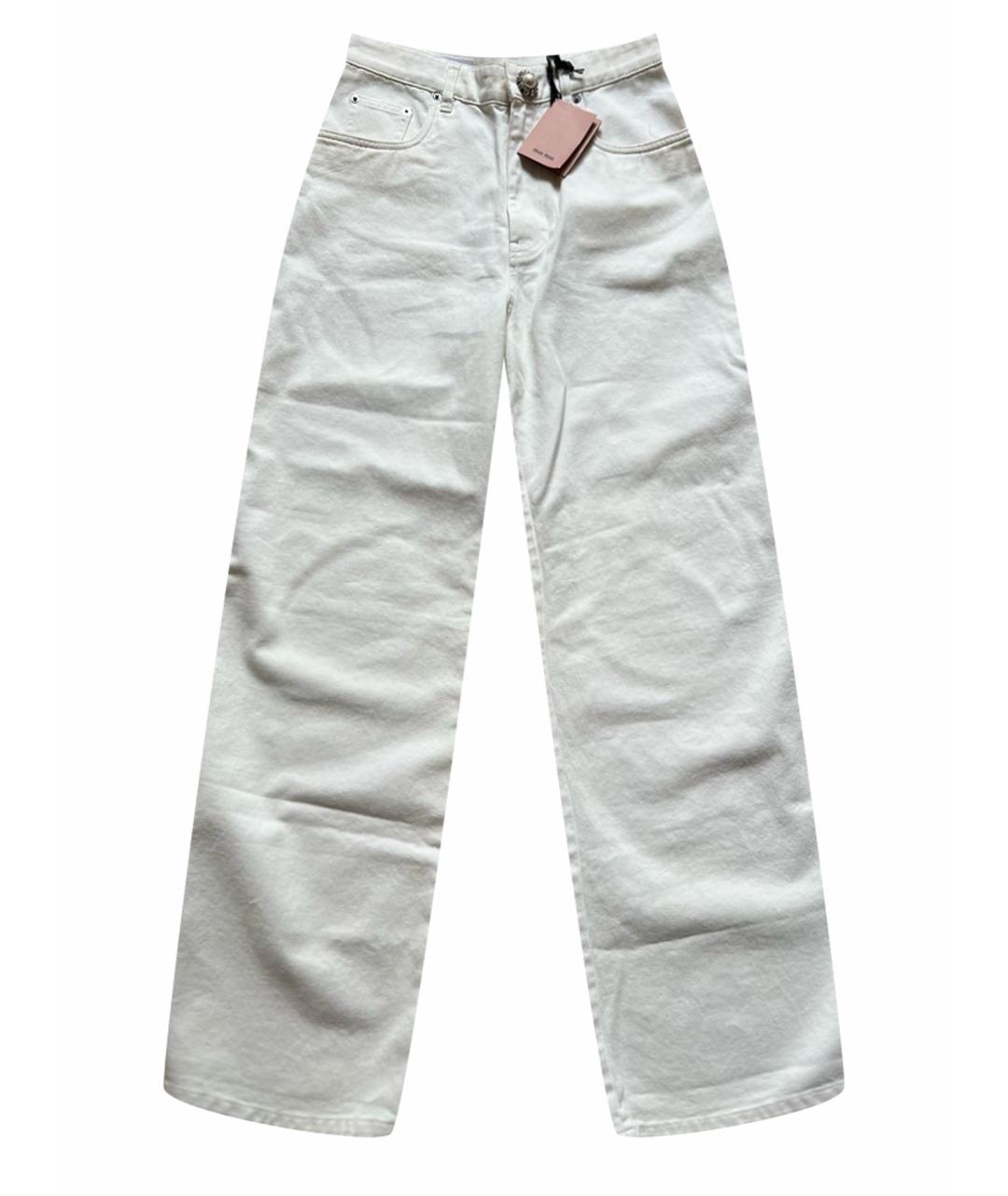 MIU MIU Бежевые хлопковые джинсы клеш, фото 1