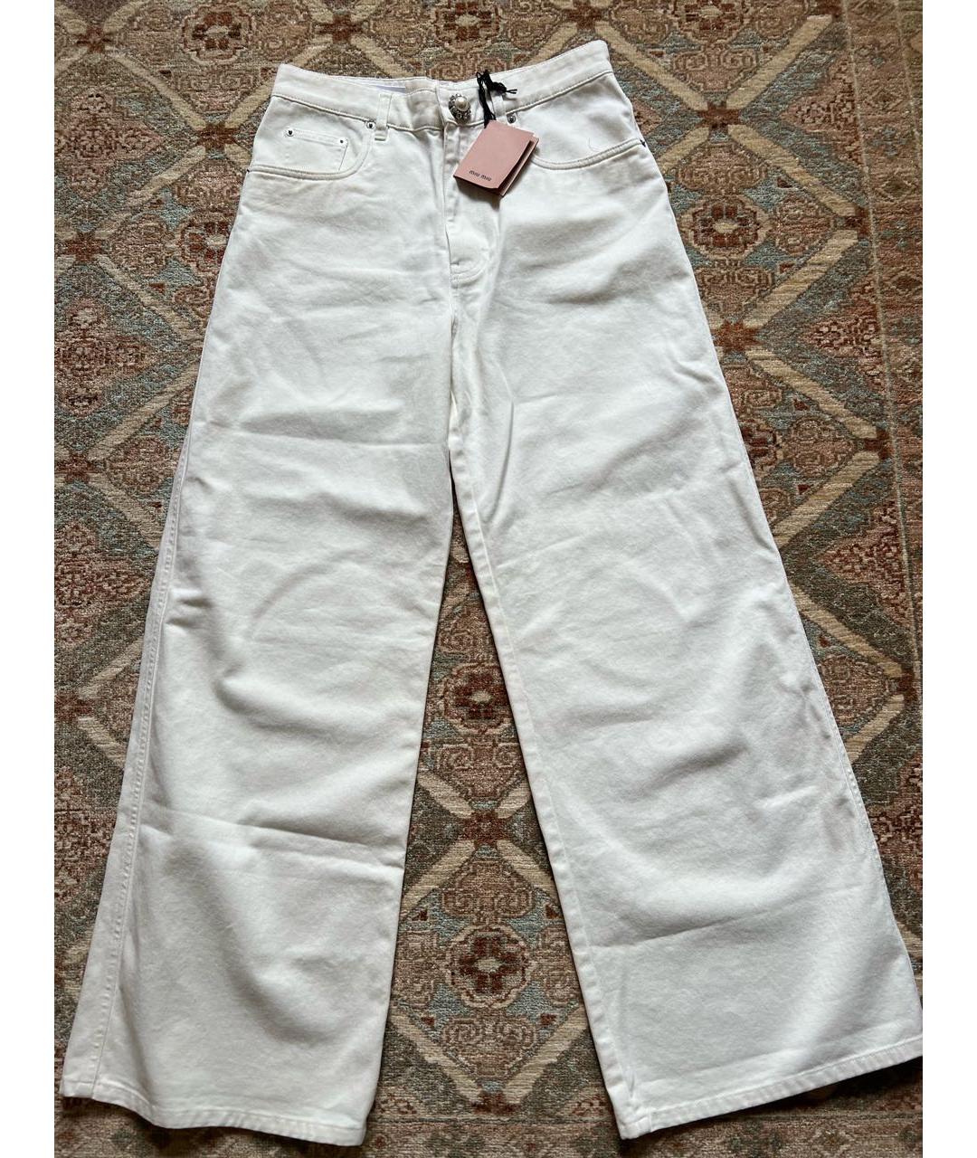 MIU MIU Бежевые хлопковые джинсы клеш, фото 5