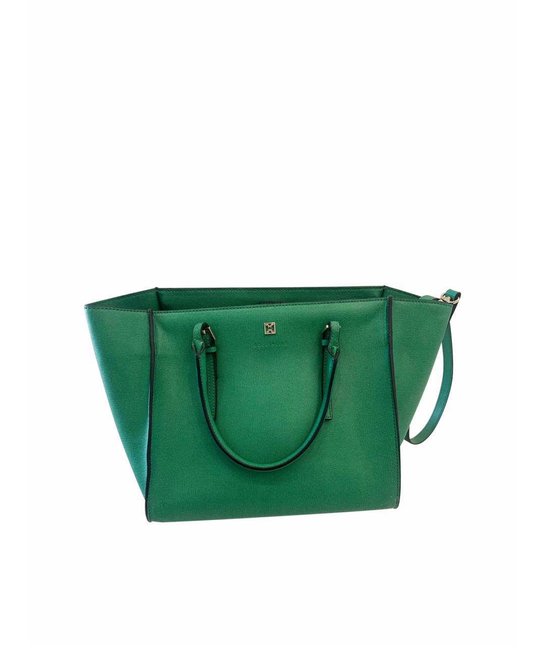 COCCINELLE Зеленая кожаная сумка тоут, фото 1