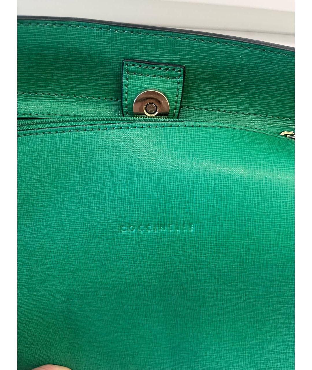 COCCINELLE Зеленая кожаная сумка тоут, фото 7