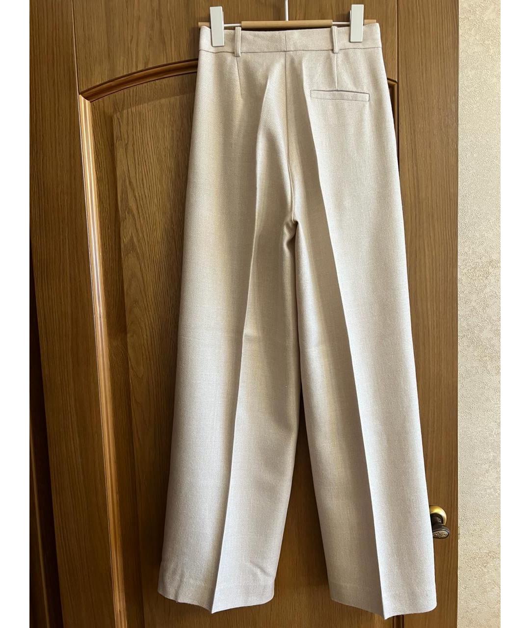 ERIKA CAVALLINI Бежевые шерстяные брюки широкие, фото 2