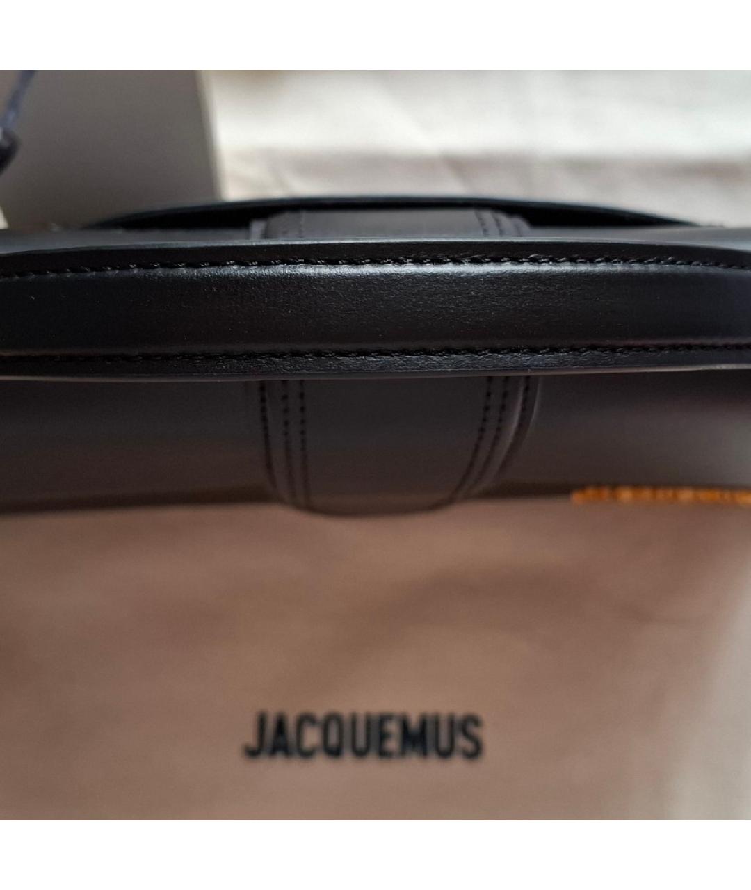 JACQUEMUS Черная кожаная сумка через плечо, фото 6