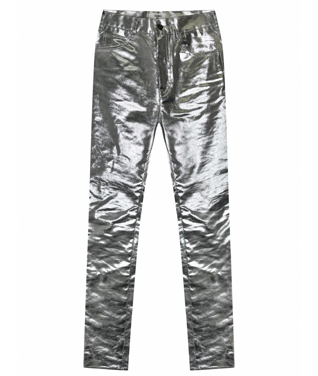 CELINE Серебряные хлопко-эластановые джинсы слим, фото 1