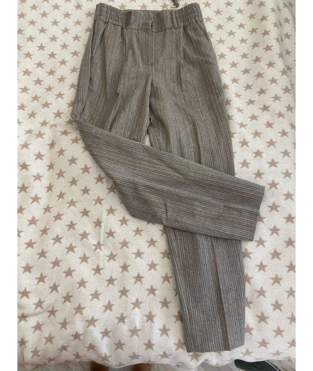 PESERICO Бежевые шерстяные прямые брюки, фото 2