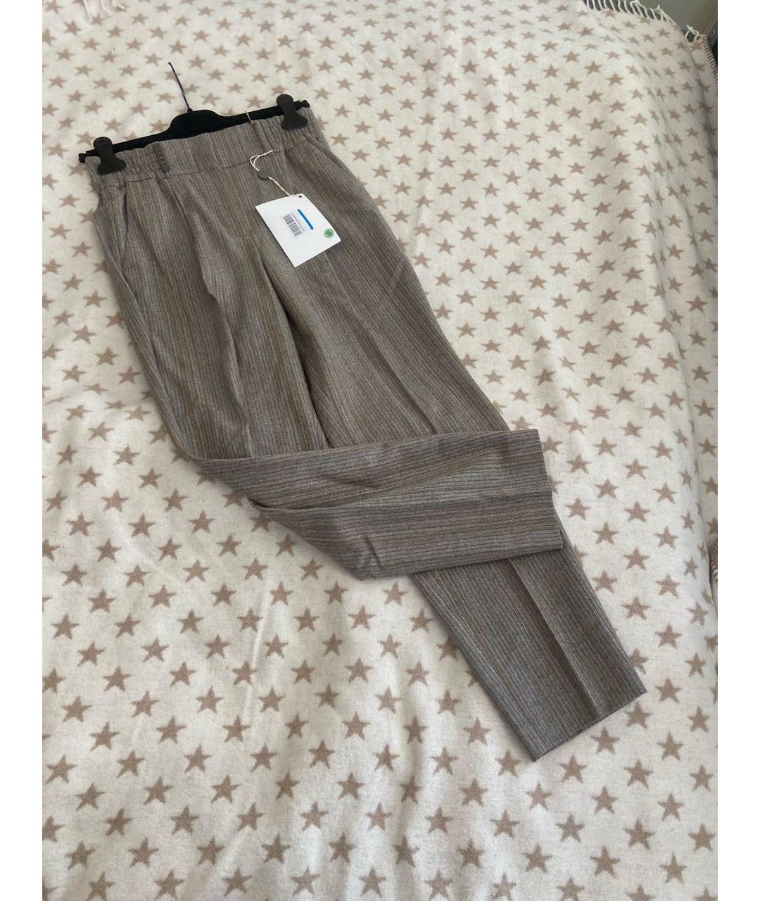 PESERICO Бежевые шерстяные прямые брюки, фото 7