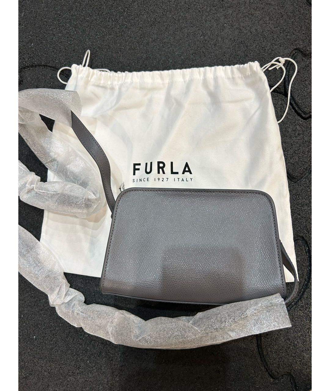 FURLA Серая кожаная сумка через плечо, фото 3
