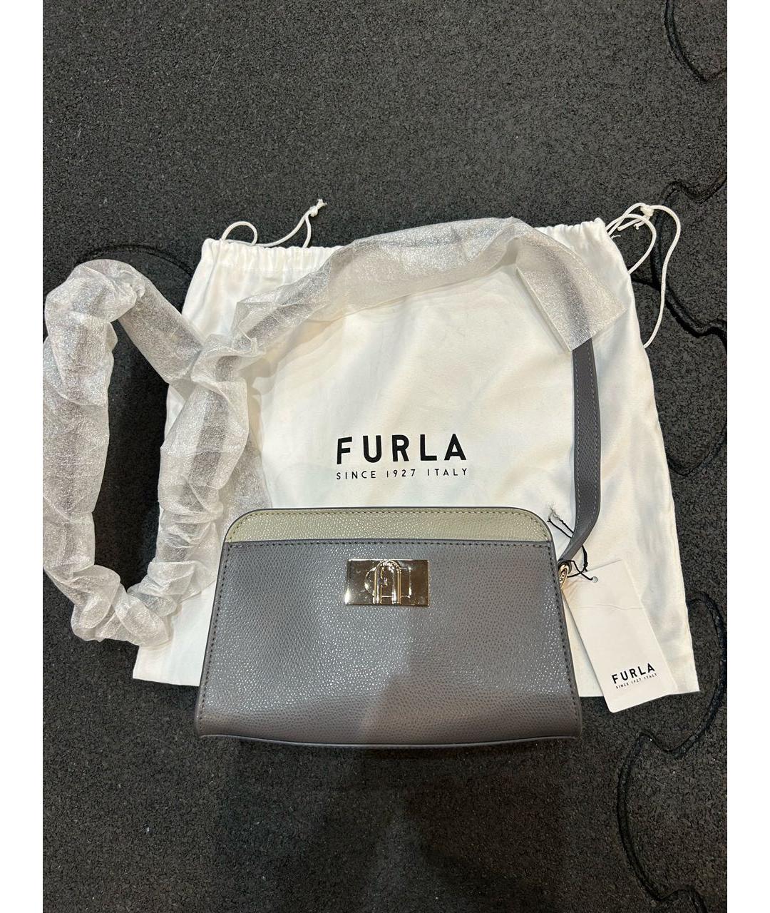 FURLA Серая кожаная сумка через плечо, фото 6
