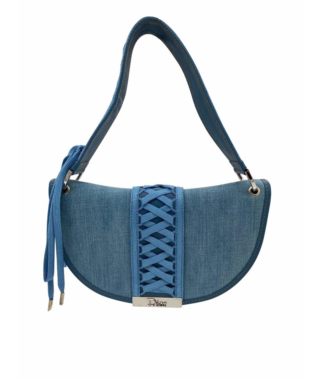CHRISTIAN DIOR Голубая деним сумка с короткими ручками, фото 1
