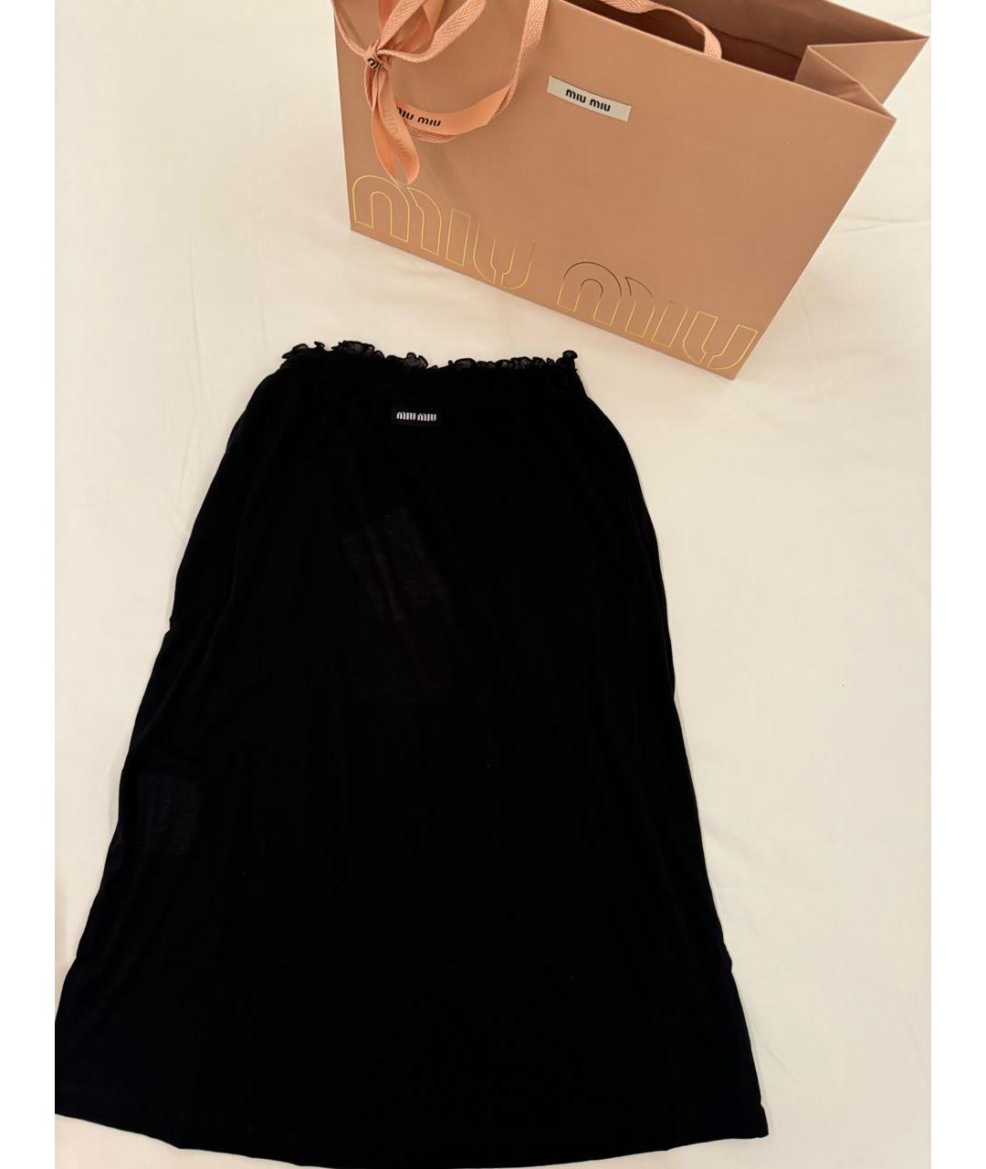 MIU MIU Черная хлопковая юбка макси, фото 5
