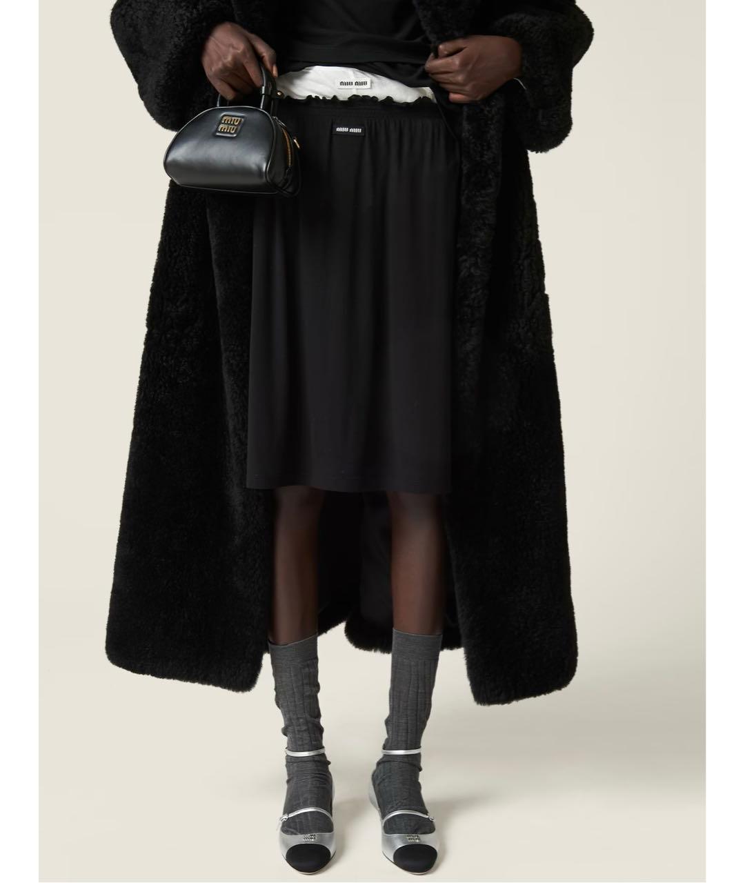 MIU MIU Черная хлопковая юбка макси, фото 4