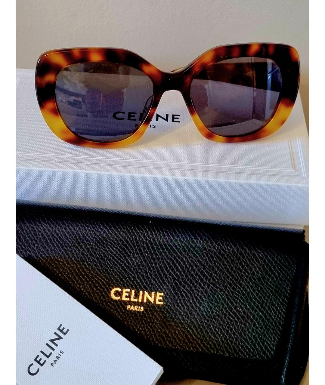 CELINE PRE-OWNED Коричневые пластиковые солнцезащитные очки, фото 5