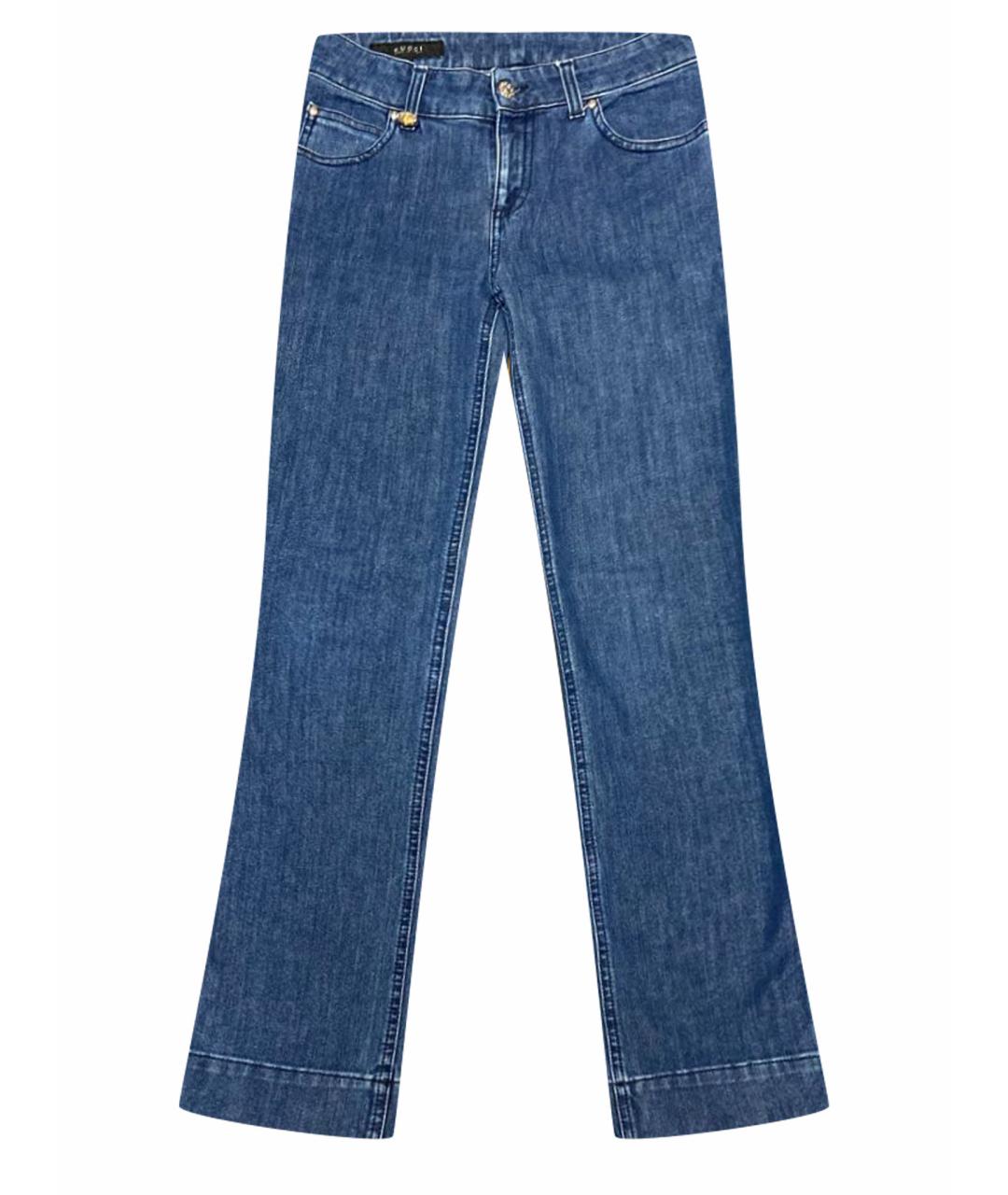 GUCCI Синие хлопко-эластановые прямые джинсы, фото 1