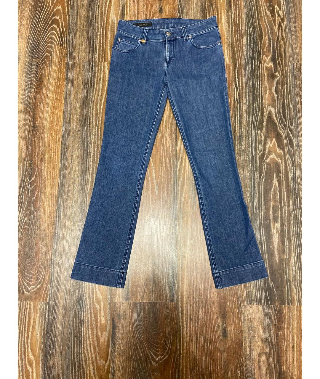 GUCCI Синие хлопко-эластановые прямые джинсы, фото 9