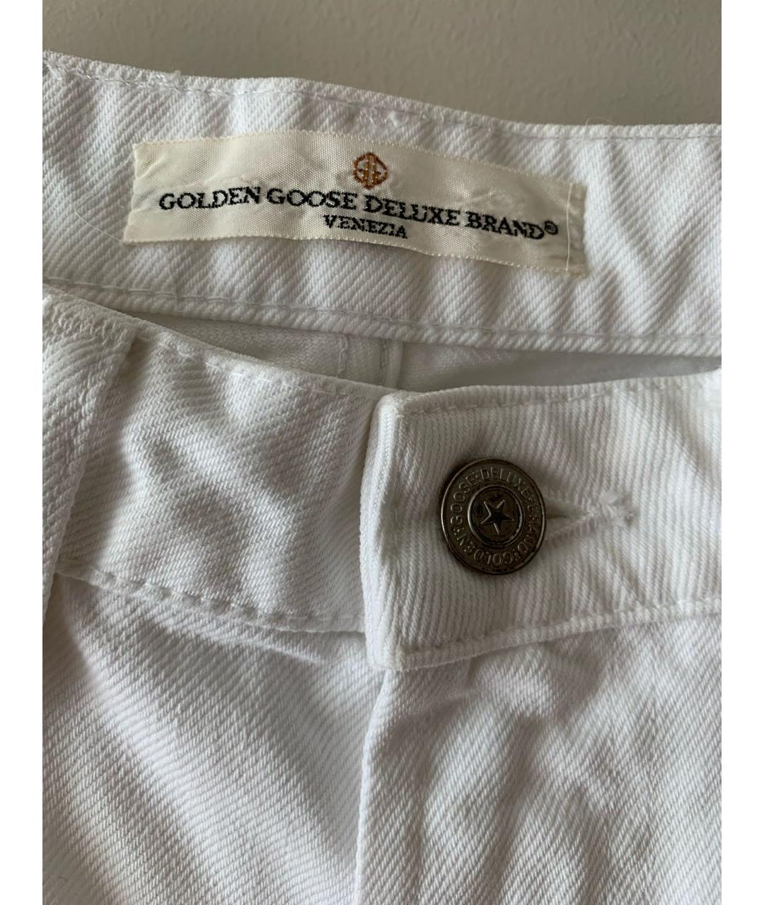 GOLDEN GOOSE DELUXE BRAND Белые хлопко-эластановые джинсы клеш, фото 3