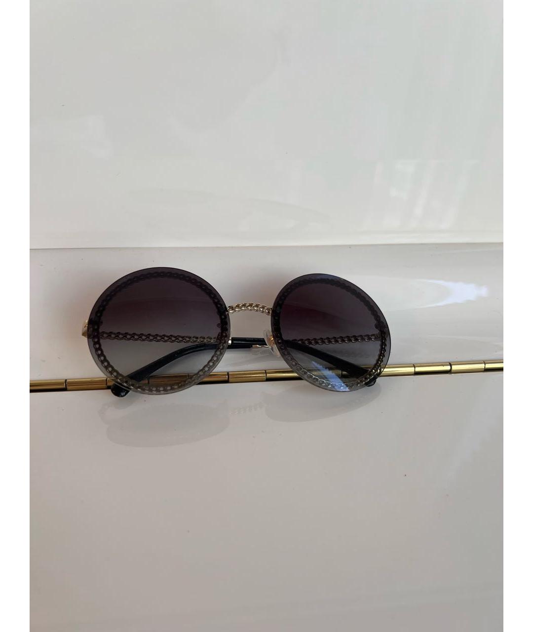 CHANEL PRE-OWNED Антрацитовые металлические солнцезащитные очки, фото 3