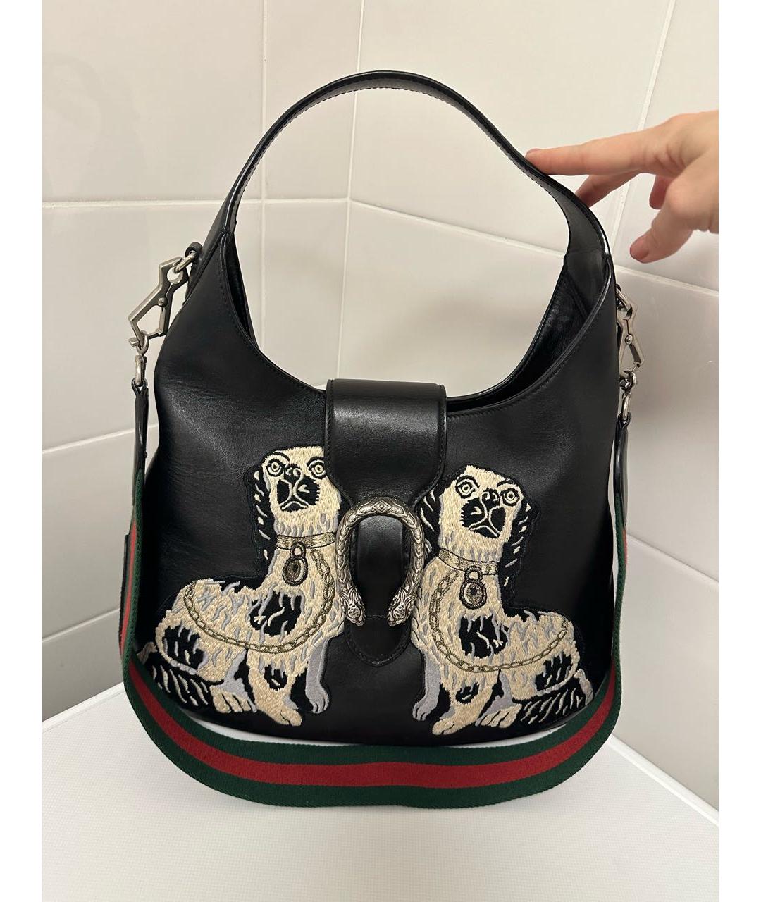 GUCCI Черная кожаная сумка тоут, фото 9