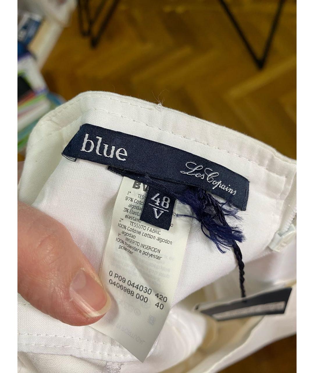 BLUE LES COPAINS Белая хлопковая юбка миди, фото 5