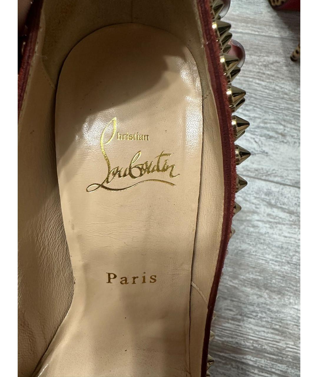 CHRISTIAN LOUBOUTIN Бордовые кожаные туфли, фото 7