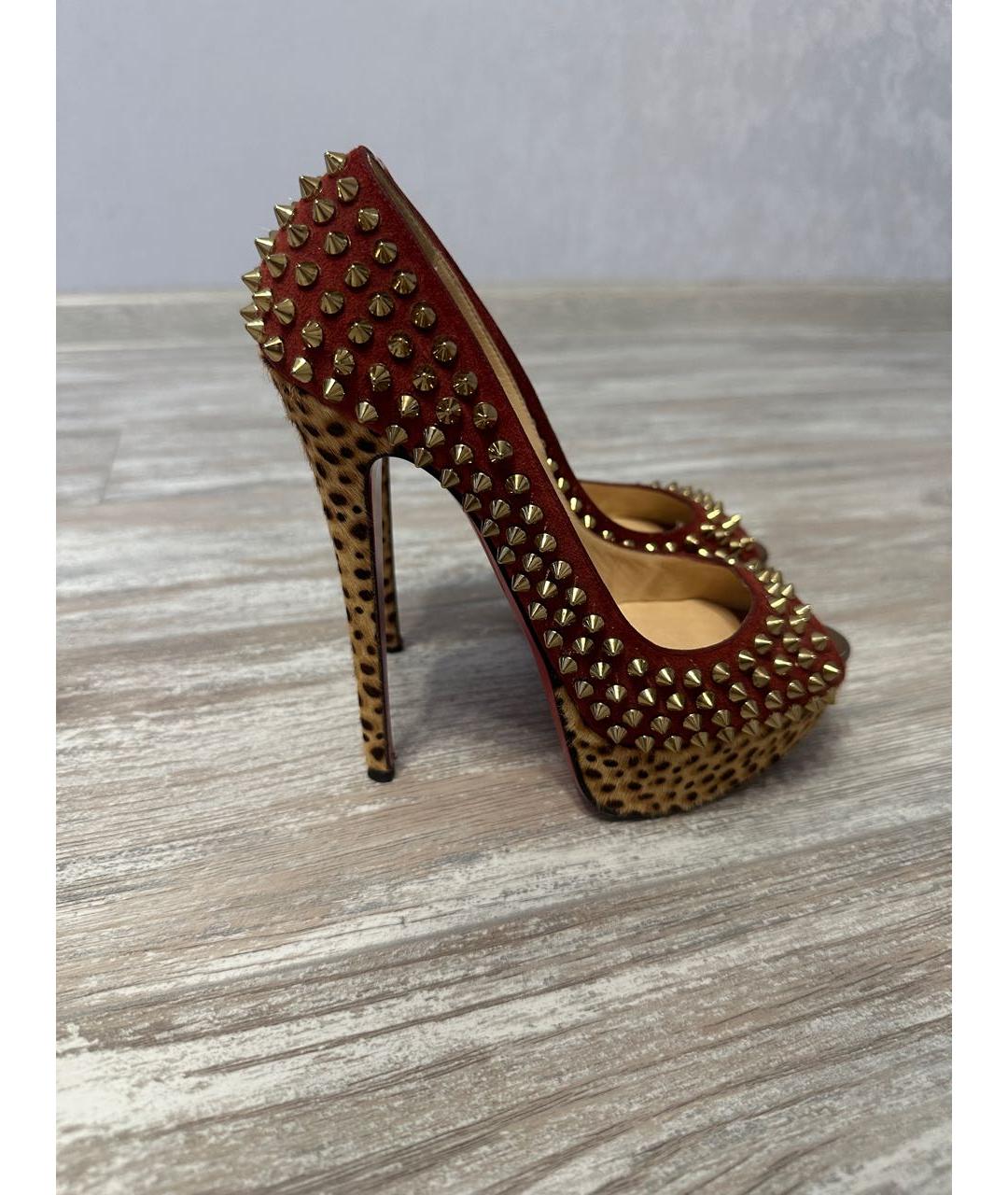 CHRISTIAN LOUBOUTIN Бордовые кожаные туфли, фото 9