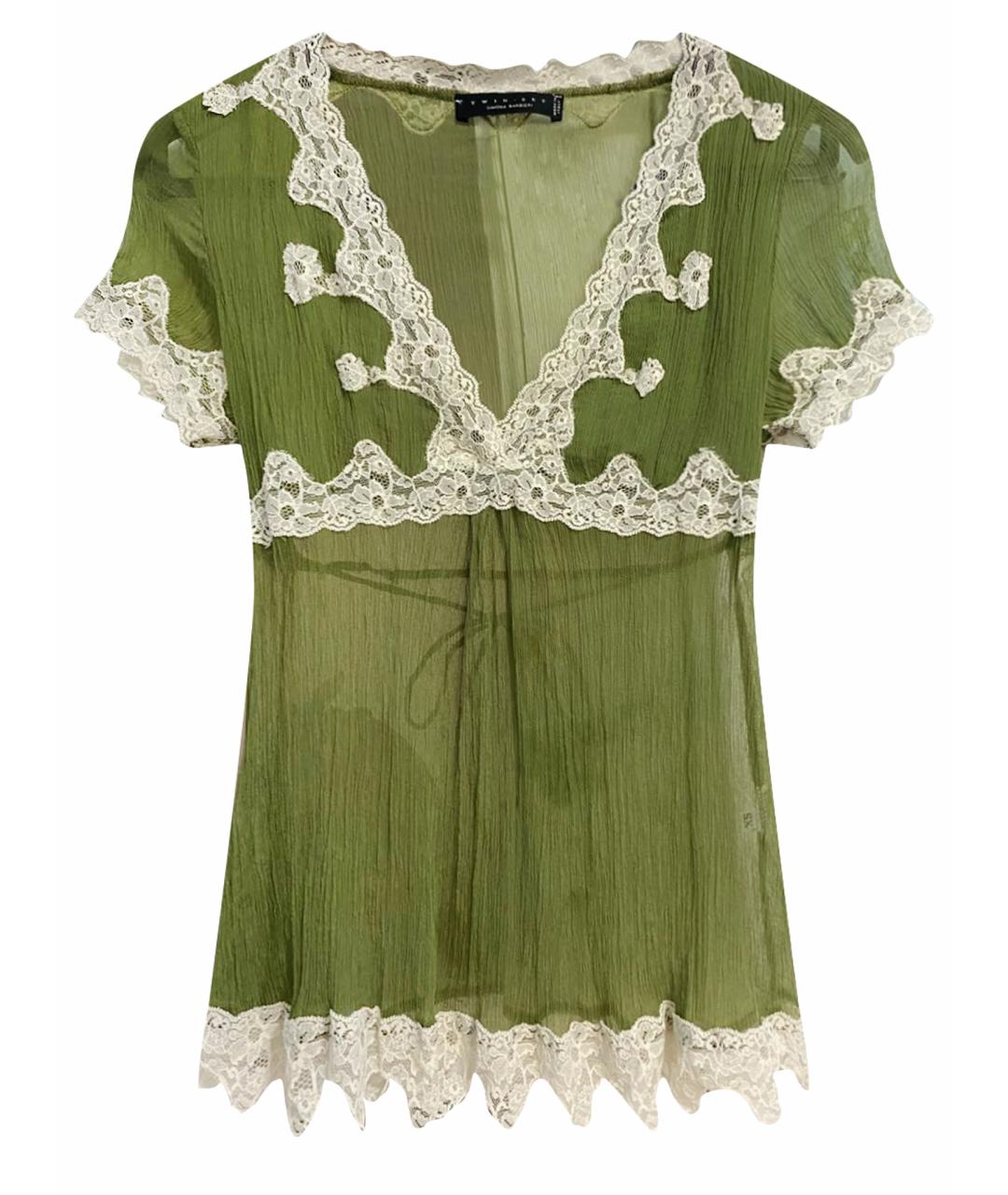 TWIN-SET Зеленая шелковая блузы, фото 1