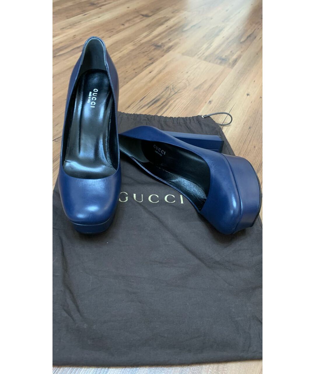 GUCCI Темно-синие кожаные туфли, фото 5