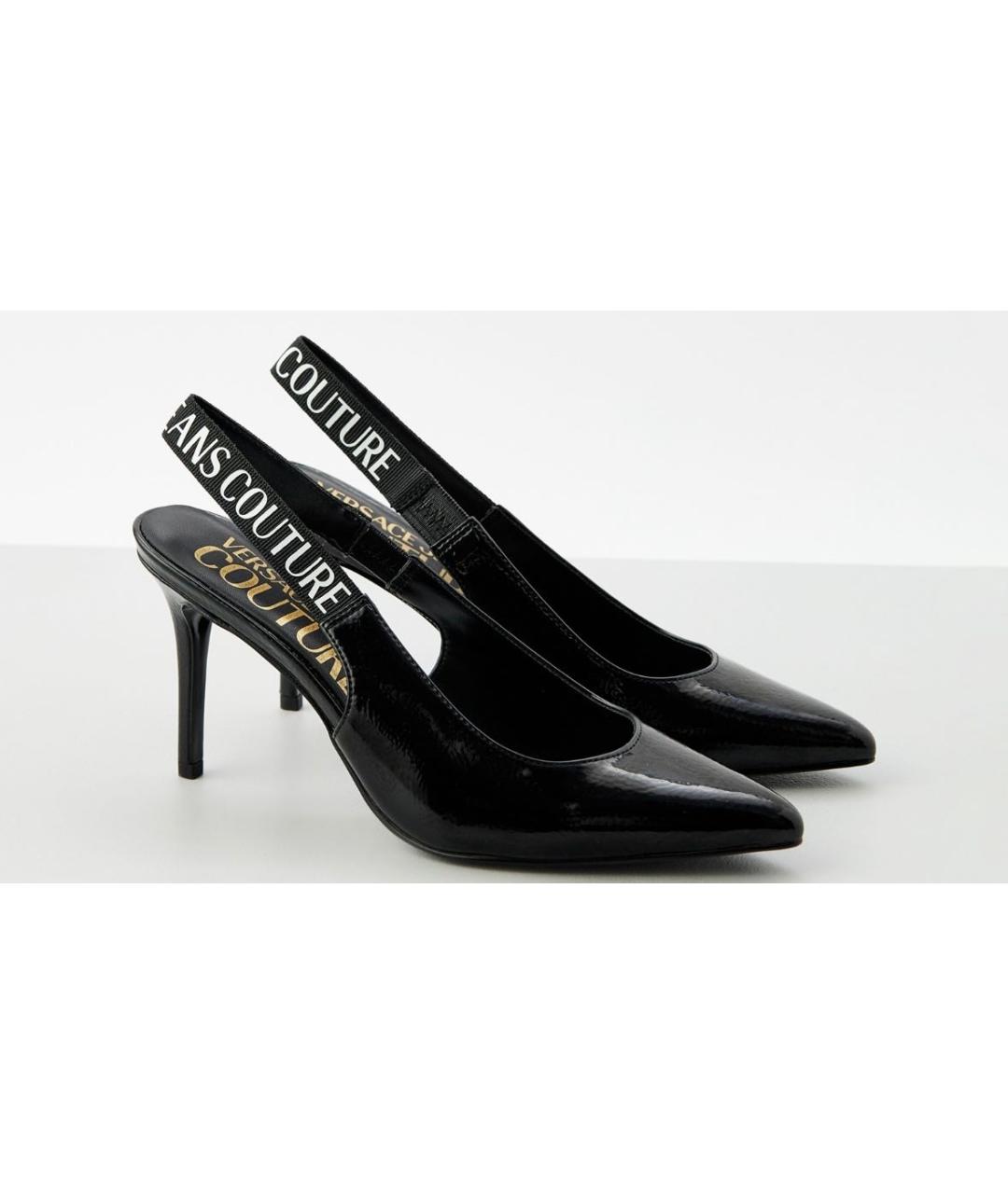VERSACE JEANS COUTURE Черные туфли из искусственной кожи, фото 3