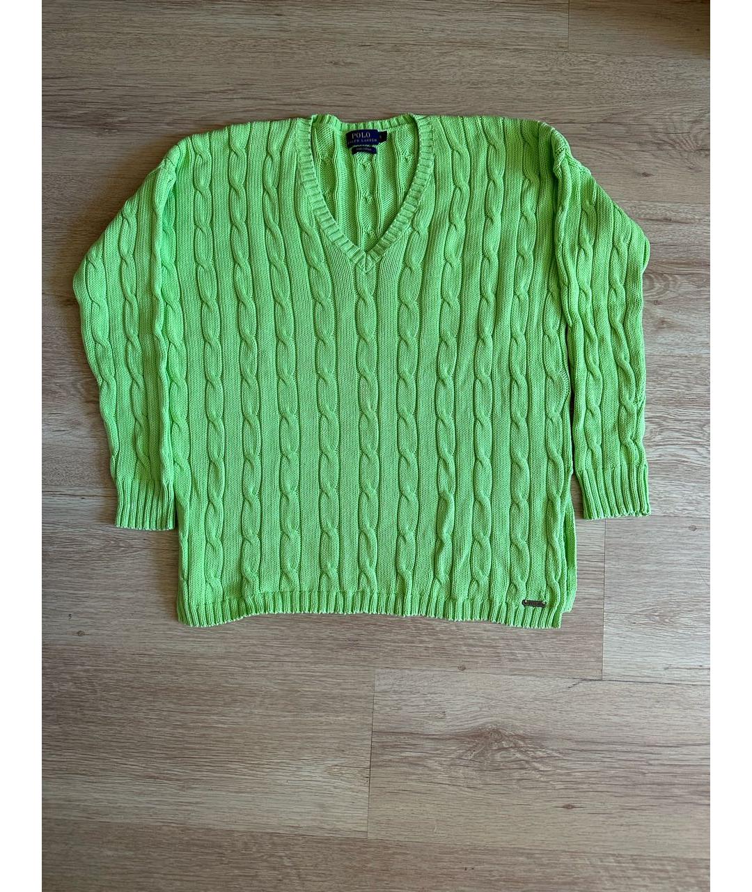 POLO RALPH LAUREN Зеленый хлопковый джемпер / свитер, фото 9