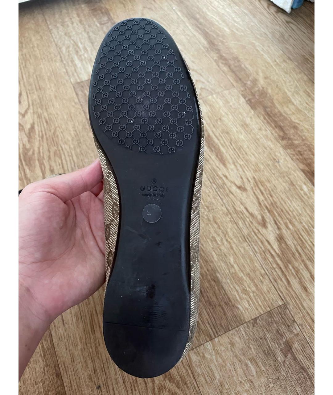 GUCCI Бежевые текстильные балетки, фото 6