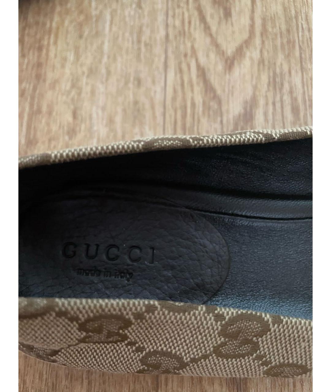 GUCCI Бежевые текстильные балетки, фото 7