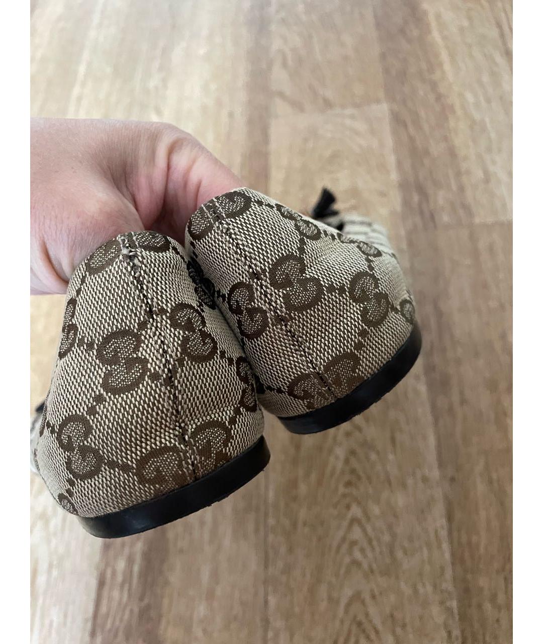 GUCCI Бежевые текстильные балетки, фото 4