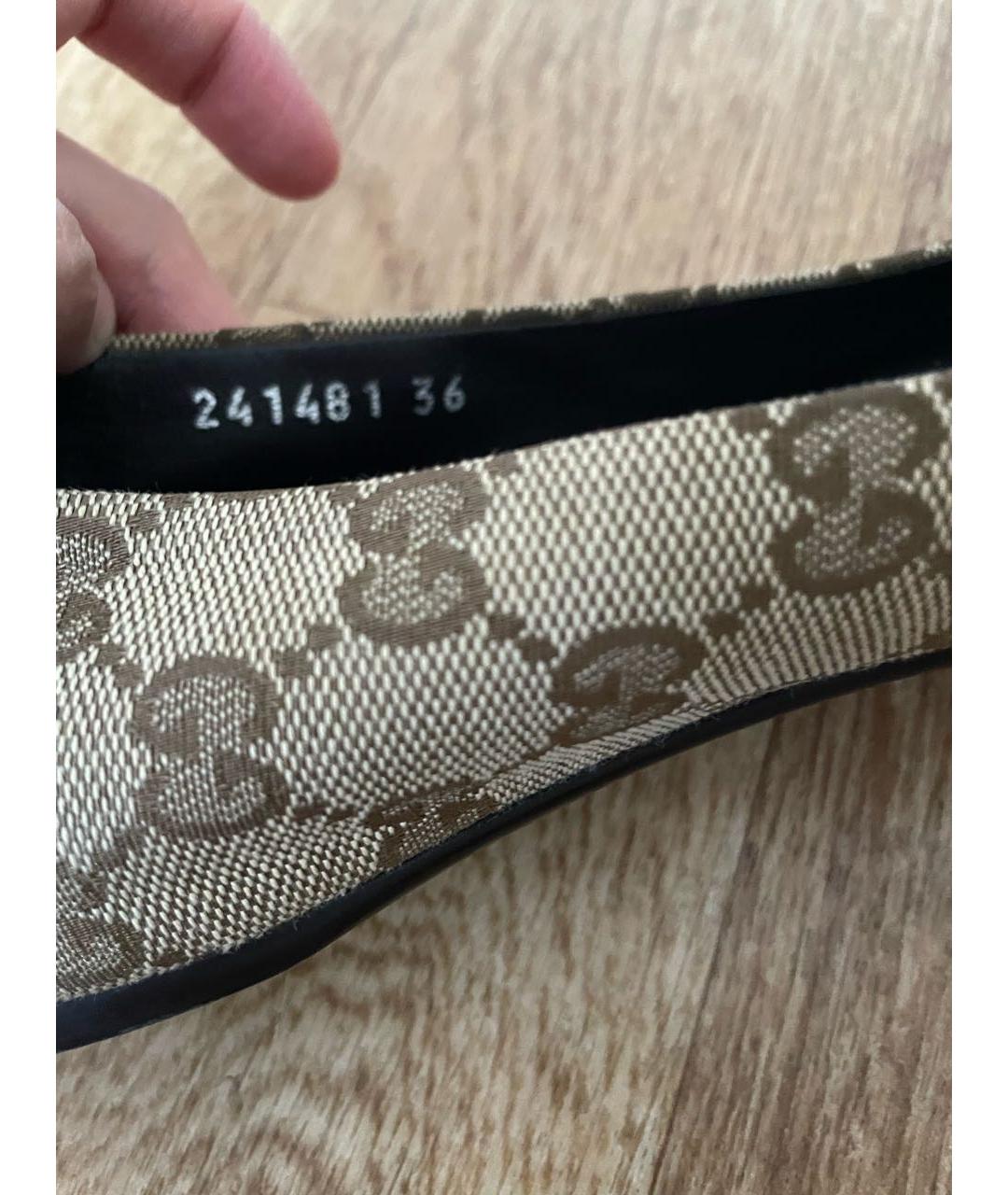 GUCCI Бежевые текстильные балетки, фото 5