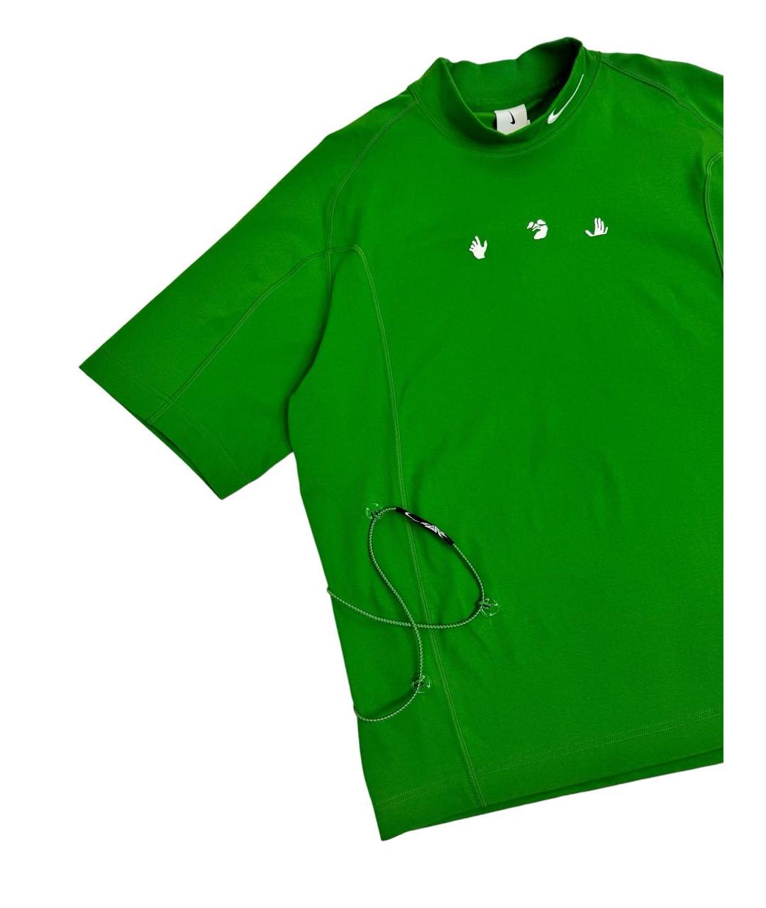 NIKE X OFF-WHITE Зеленая хлопко-полиэстеровая футболка, фото 3