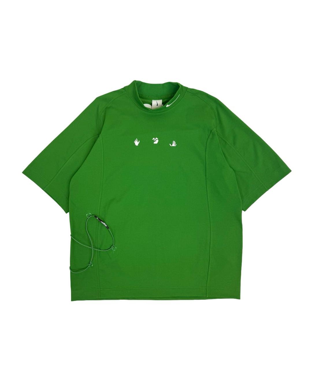 NIKE X OFF-WHITE Зеленая хлопко-полиэстеровая футболка, фото 7