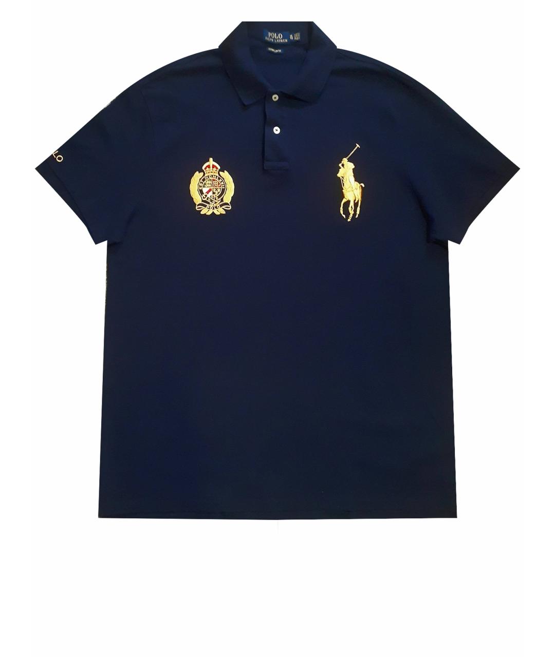 POLO RALPH LAUREN Темно-синее хлопковое поло с коротким рукавом, фото 1