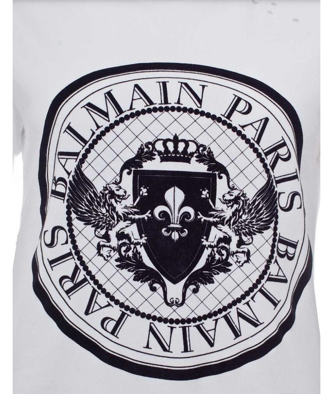 BALMAIN Белая хлопковая футболка, фото 4