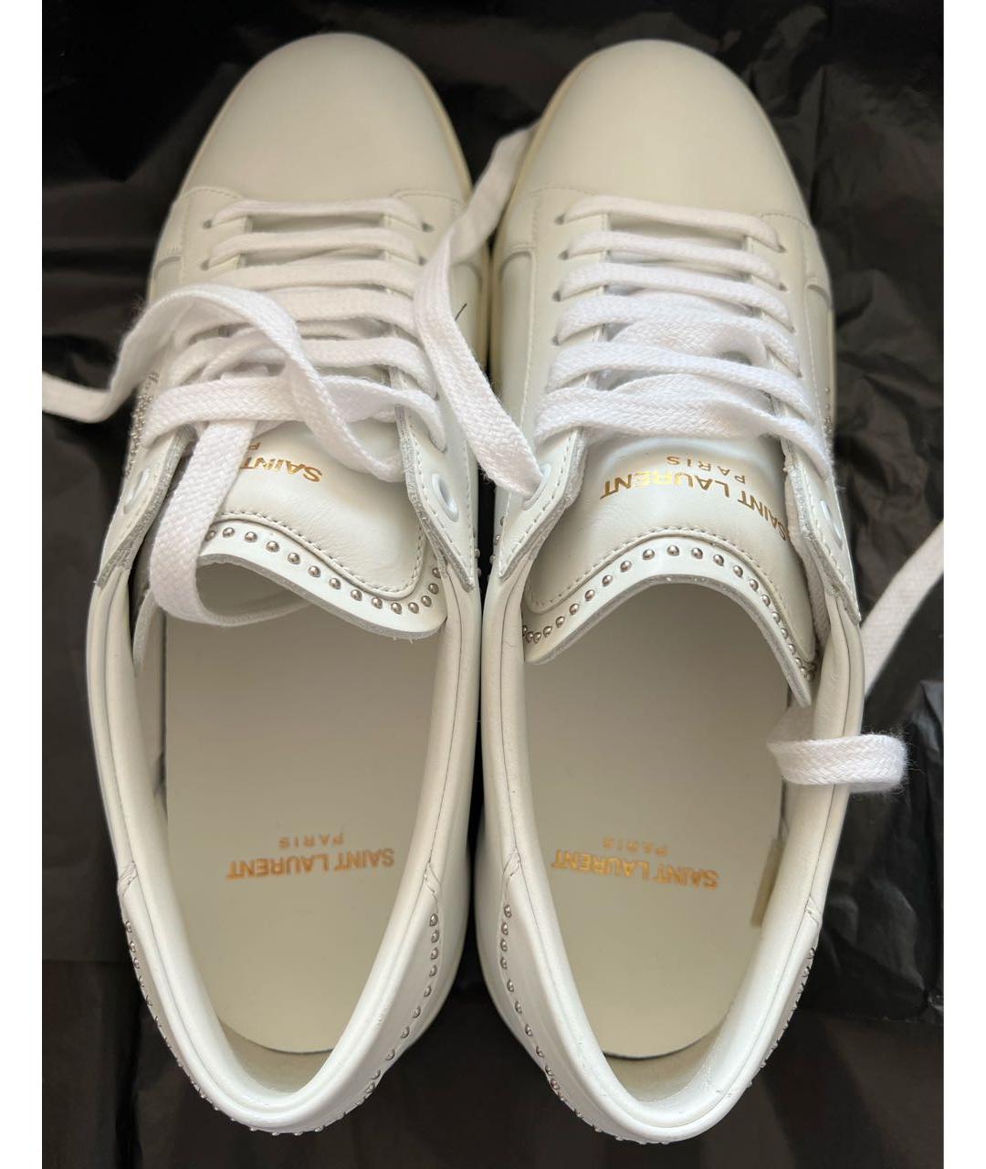 SAINT LAURENT Белые кожаные кеды, фото 4