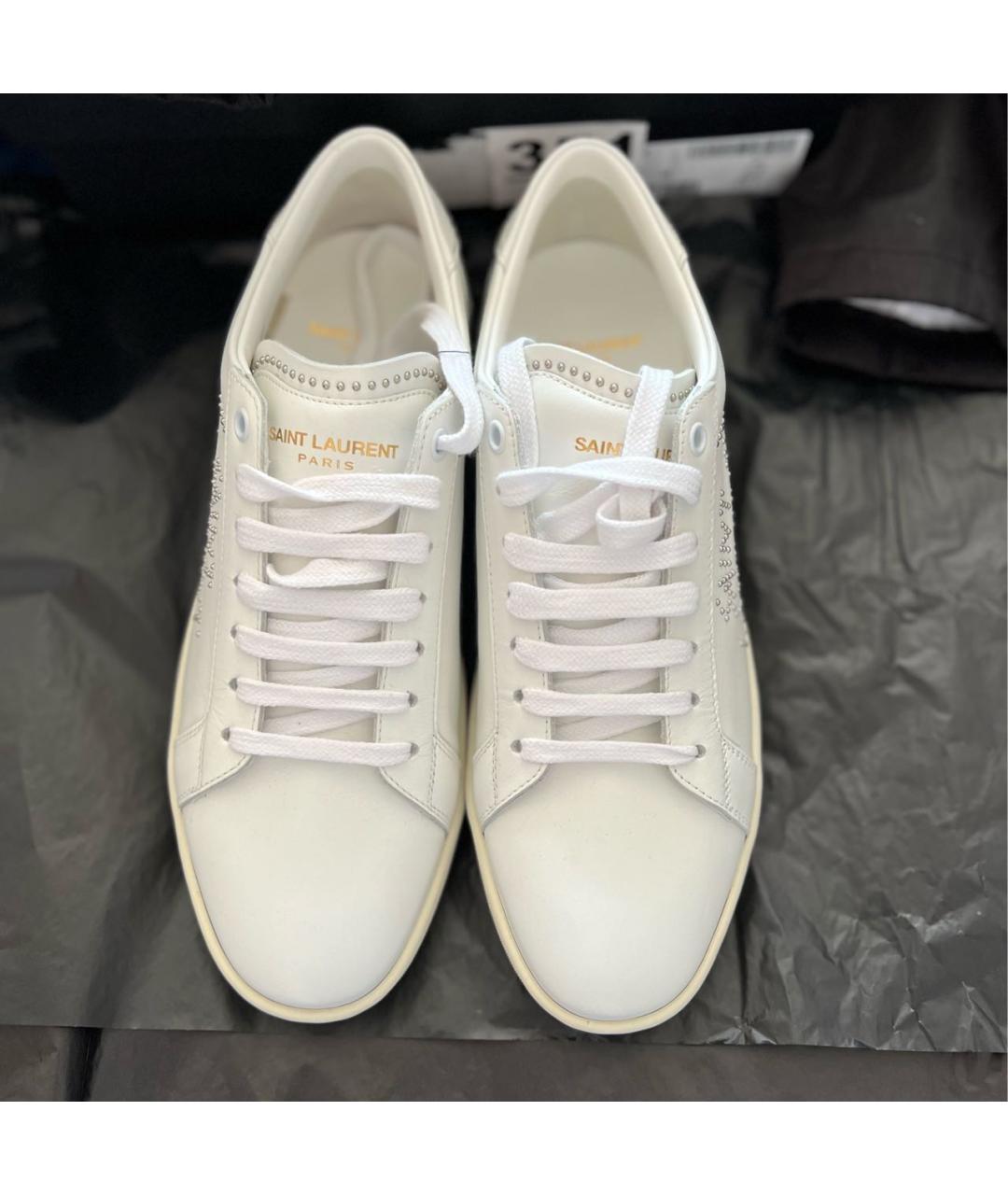 SAINT LAURENT Белые кожаные кеды, фото 2