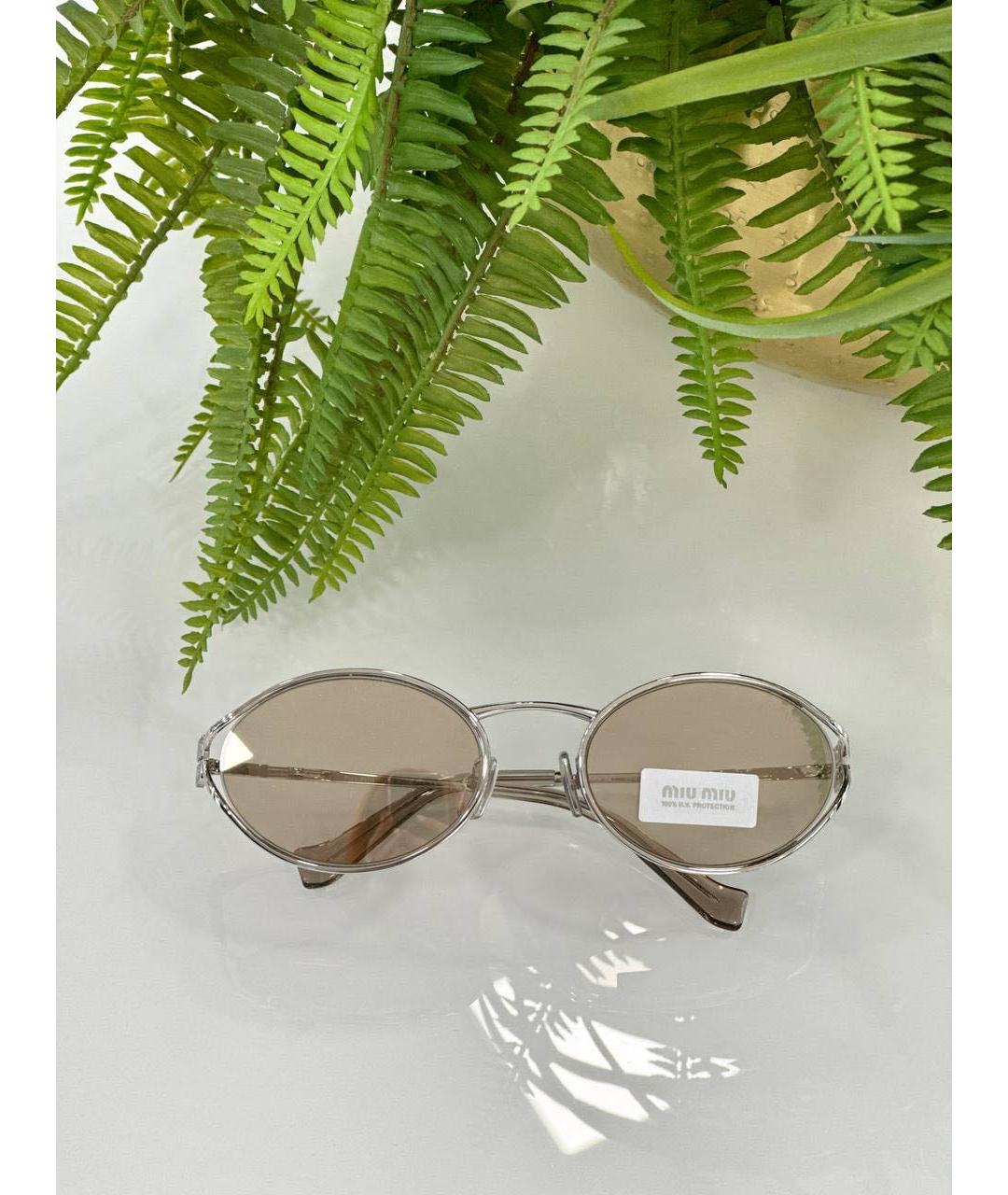 MIU MIU Серебряные металлические солнцезащитные очки, фото 5
