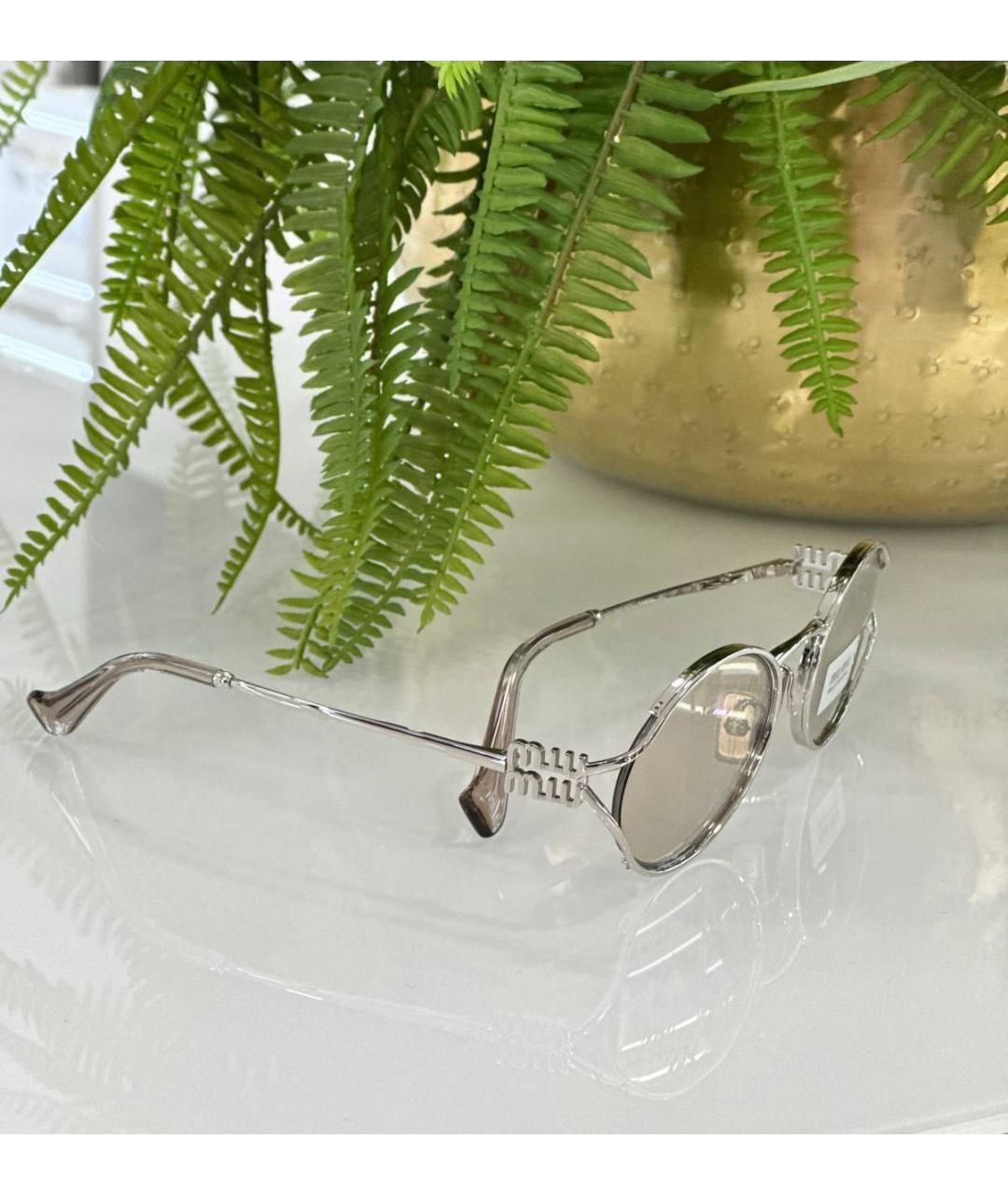 MIU MIU Серебряные металлические солнцезащитные очки, фото 4