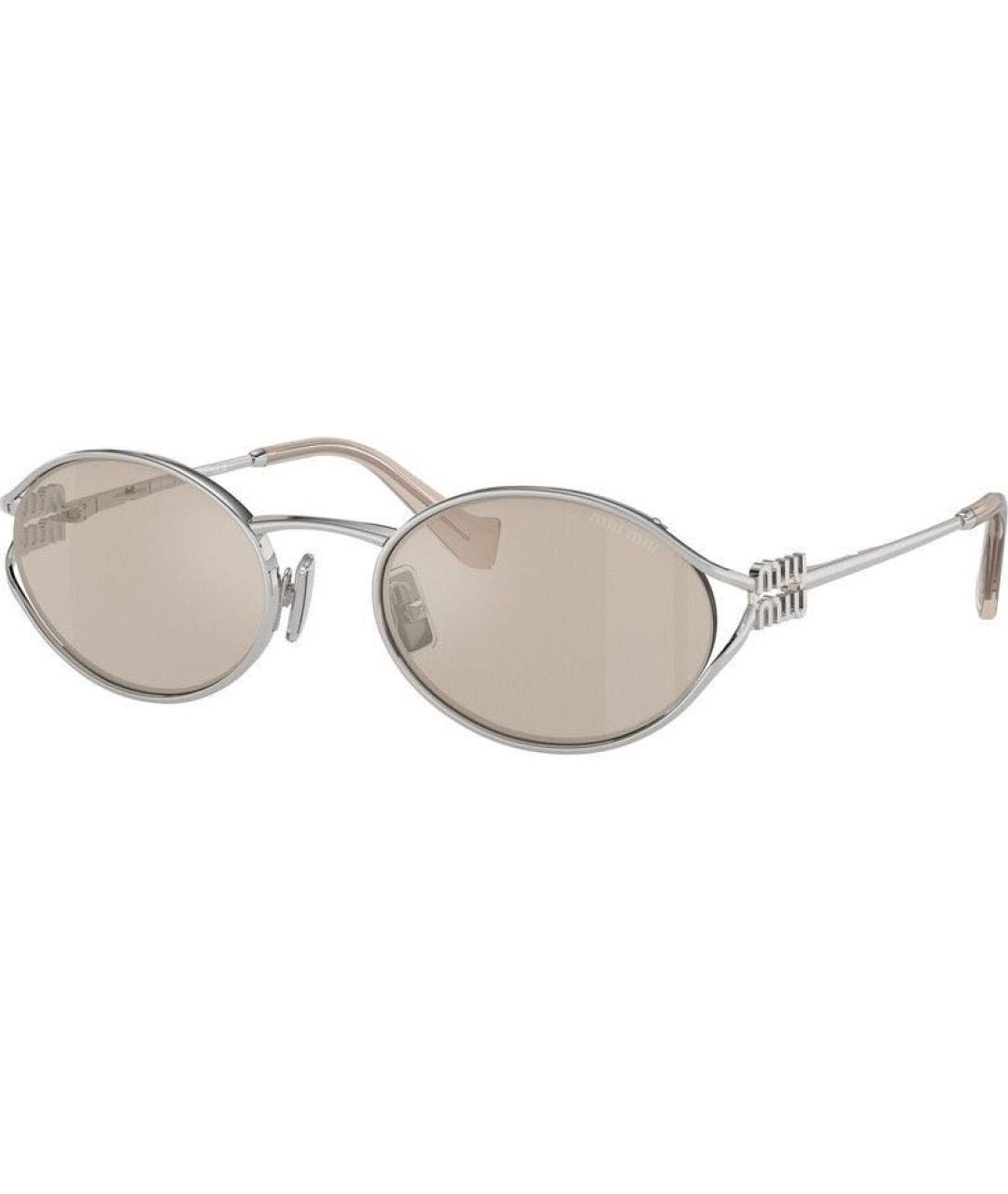 MIU MIU Серебряные металлические солнцезащитные очки, фото 1