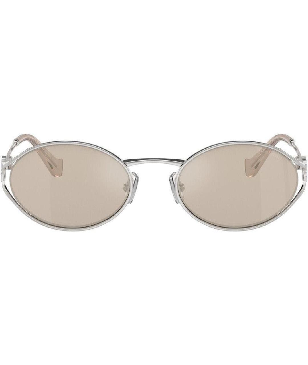 MIU MIU Серебряные металлические солнцезащитные очки, фото 2