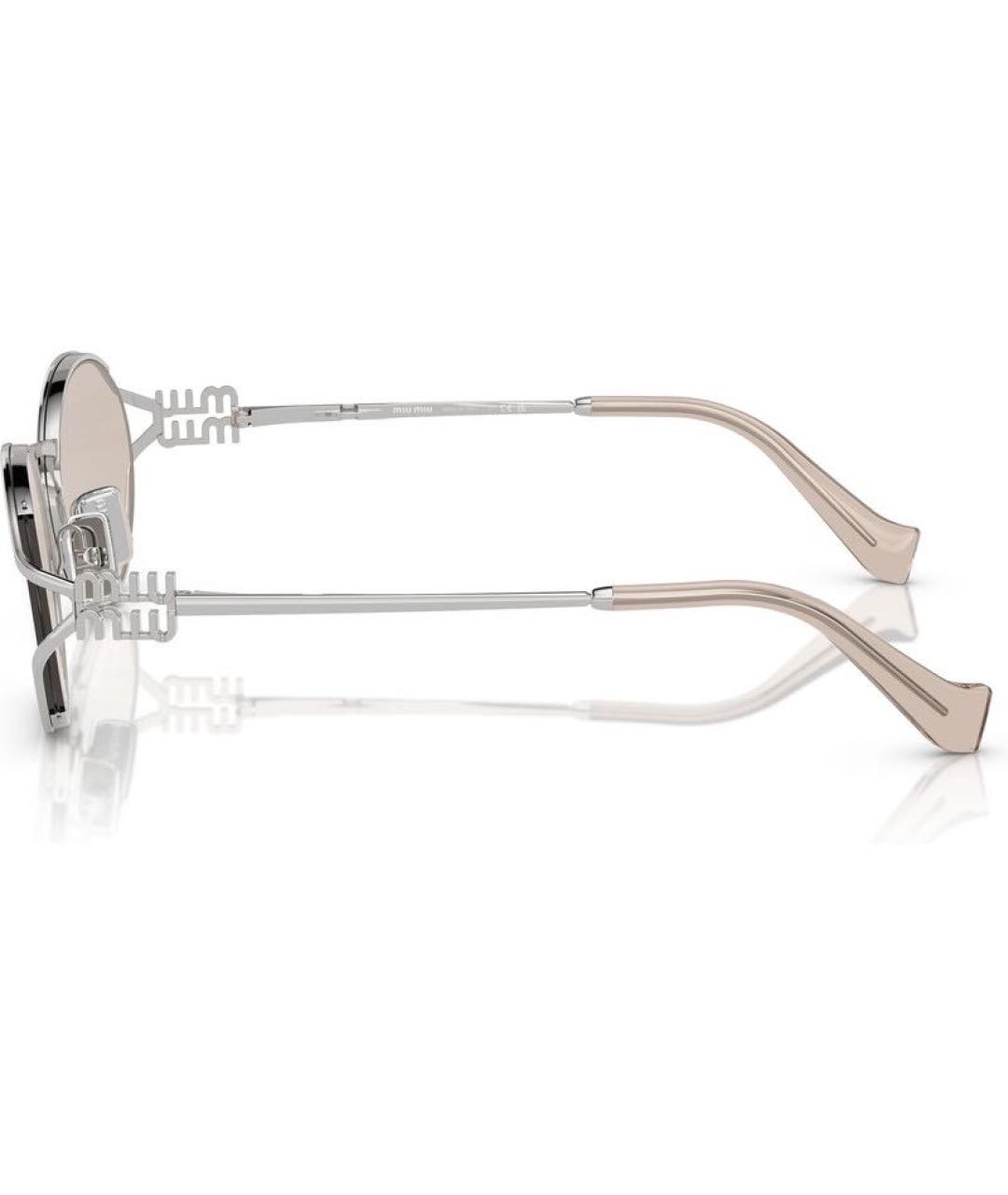 MIU MIU Серебряные металлические солнцезащитные очки, фото 3