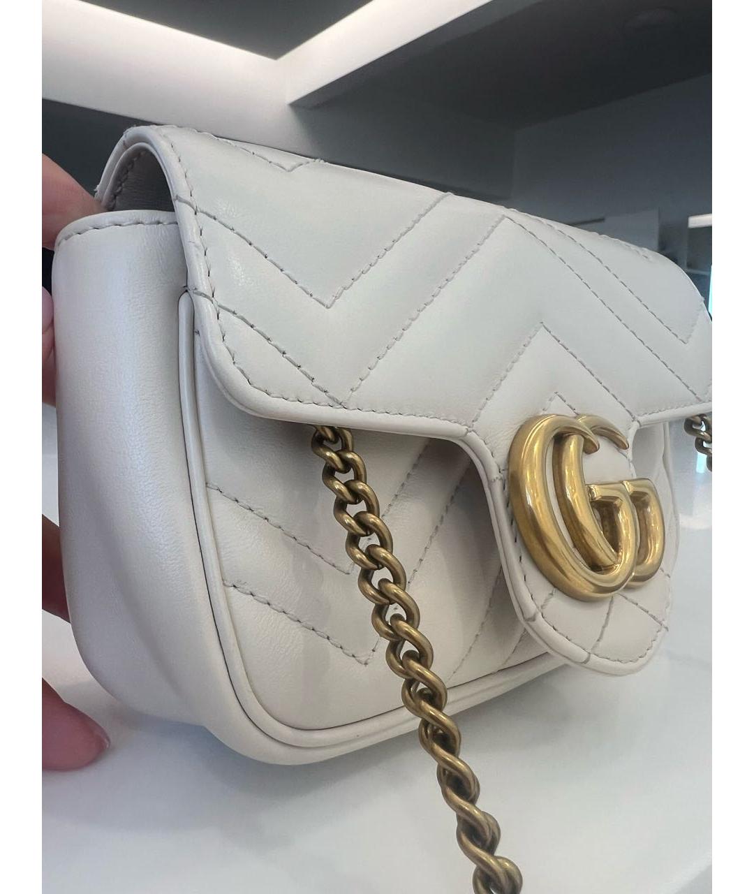 GUCCI Белая кожаная сумка через плечо, фото 2