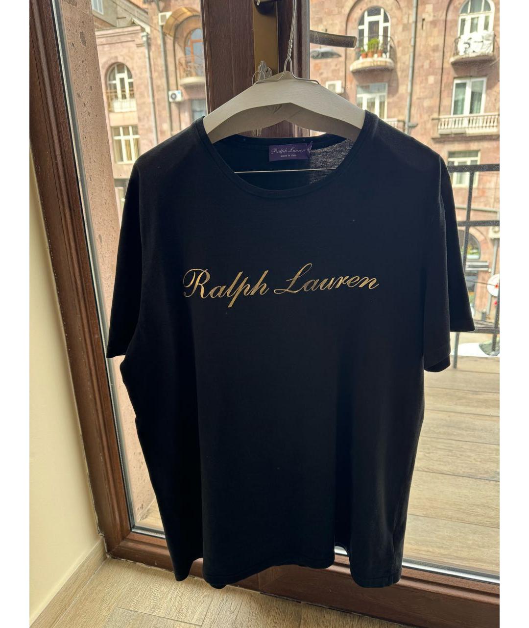 RALPH LAUREN PURPLE LABEL Черная хлопковая футболка, фото 2