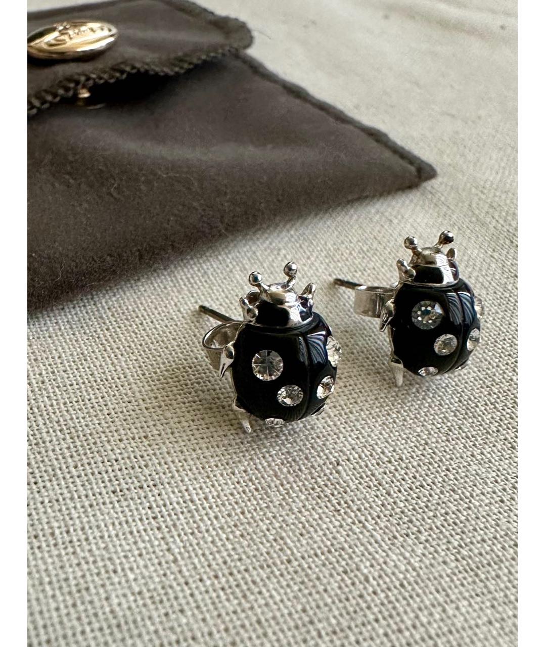 VIVIENNE WESTWOOD Черные серебряные серьги, фото 3