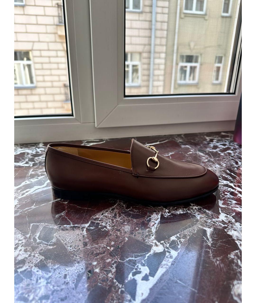 GUCCI Коричневые кожаные лоферы, фото 7