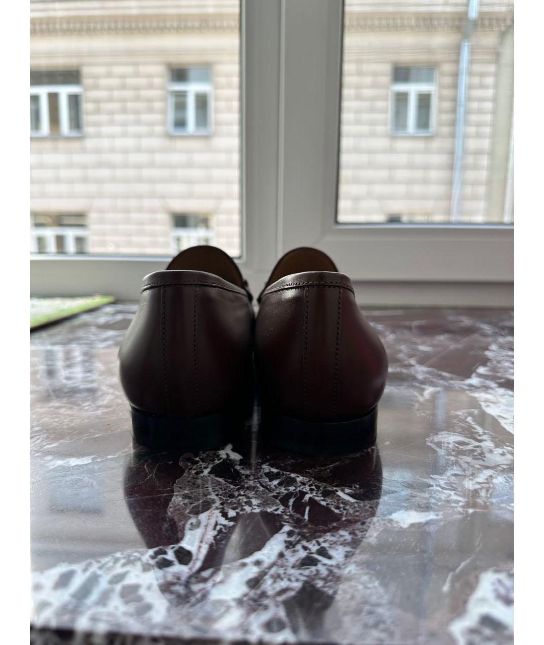GUCCI Коричневые кожаные лоферы, фото 4