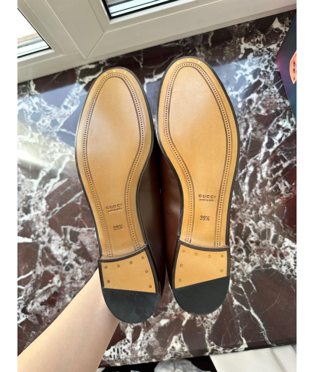 GUCCI Коричневые кожаные лоферы, фото 6