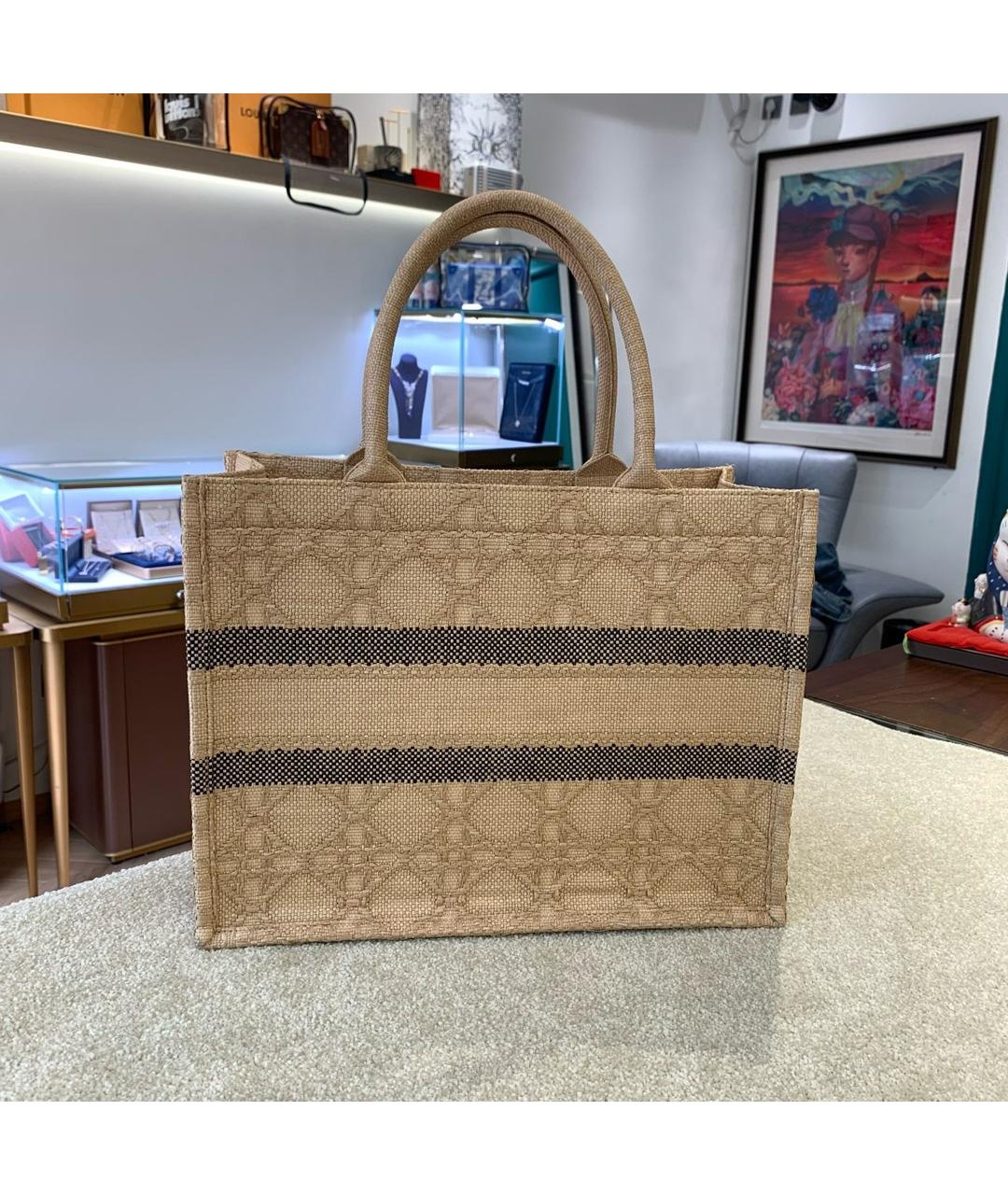 CHRISTIAN DIOR Бежевая пелетеная сумка тоут, фото 2