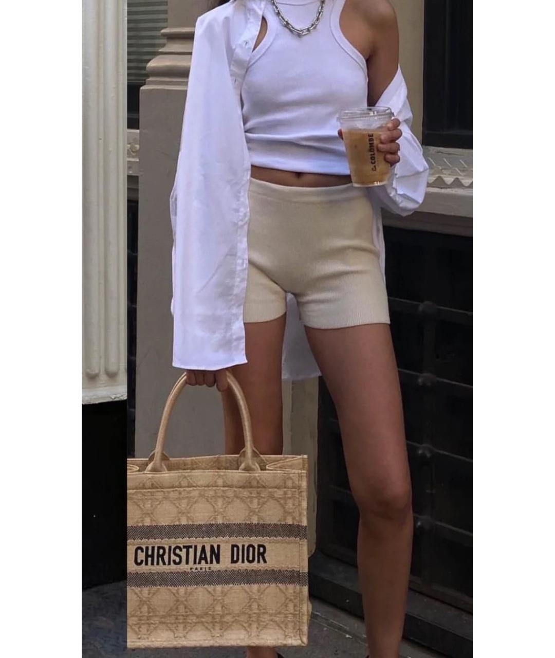 CHRISTIAN DIOR Бежевая пелетеная сумка тоут, фото 8